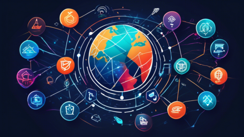 Create an image showcasing various sparkling VPN logos connected to a globe with digital lines, featuring tags like 'Top Picks', 'Best Deals', and '2023.' Emphasize the theme of cybersecurity and privacy with locks and shields, set against a sleek, modern background with a hint of technology.