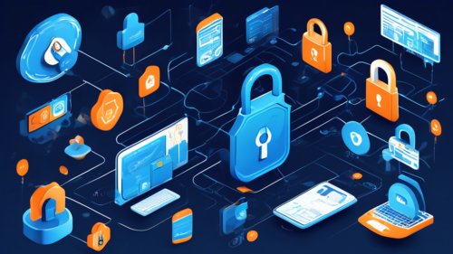 Create an informative and visually engaging illustration that embodies the concepts of OpenVPN. Include elements like a digital padlock symbolizing security, a network of connected devices, and abstract representations of data flow. Incorporate icons for encryption and privacy, all set against a modern technology backdrop with a focus on connectivity and protection in the virtual realm.